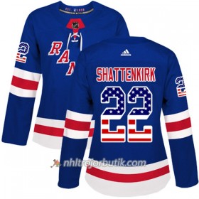 Dame Ishockey New York Rangers Tröja Kevin Shattenkirk 22 Adidas 2017-2018 Blå USA Flag Fashion Authentic